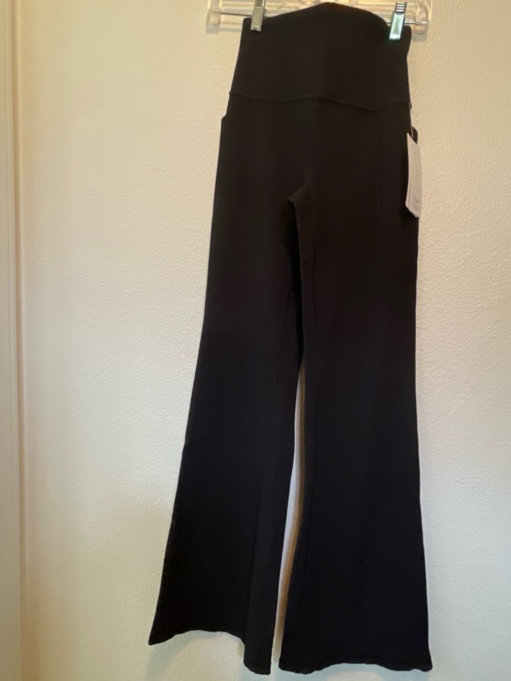Athleta High-Waist Black Ribbed Flare Pants - Women